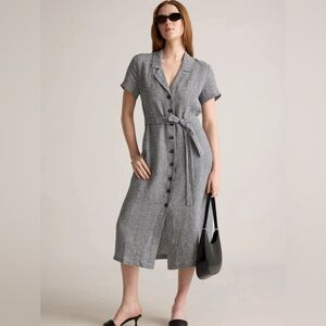 Quince 100% European Linen Button Front Dress